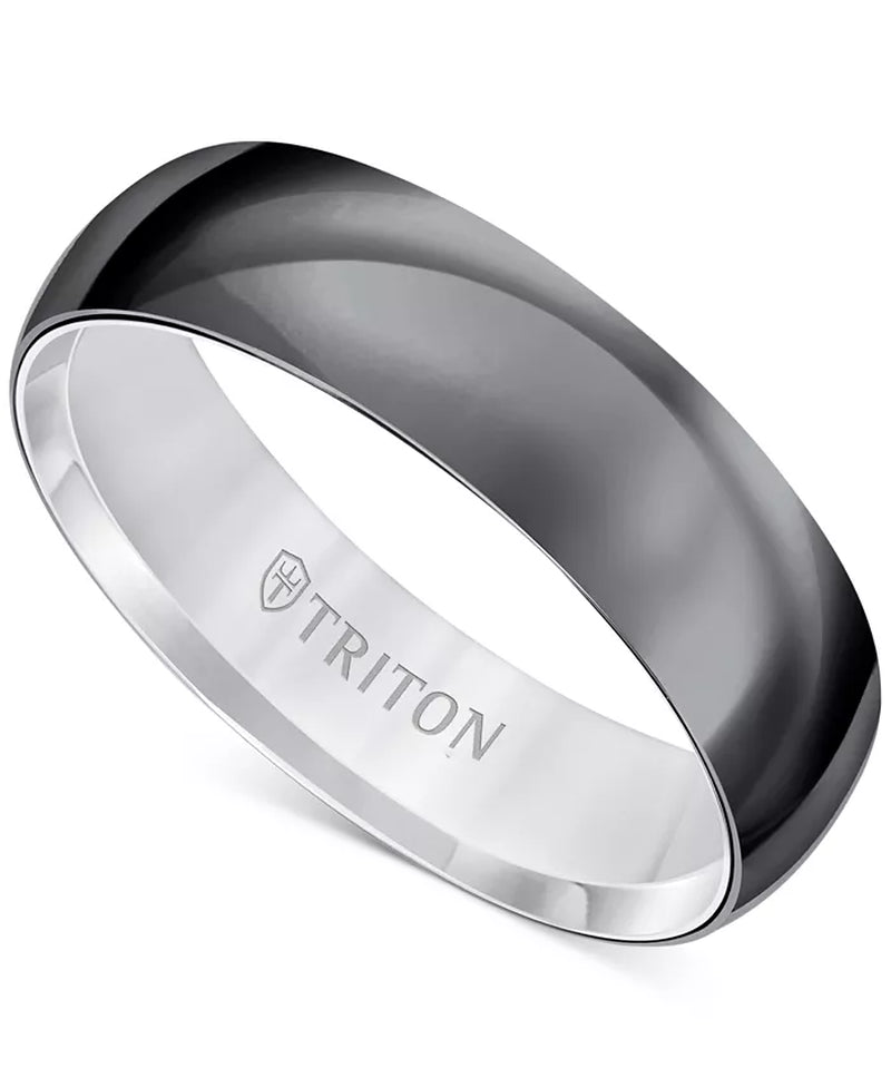 Men's Titanium Black & White Wedding Band