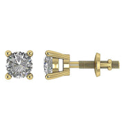 Solitaire Studs Earrings I1 G 0.30 Carat Natural round Diamond 14K Solid Gold