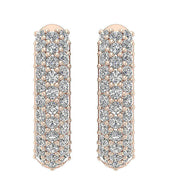 [14K. 1/2 Ct] White / Yellow / Rose Gold Hoops Natural Diamond Pave Earring