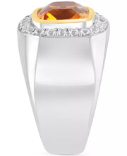 [18K ] Gold-Plate Sterling Silver Madeira Citrine (6 Ct. T.W.) & White Topaz (3/4 Ct. T.W.) Ring