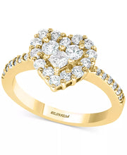 [14K, 9/10 Ct. T.W.] Yellow Gold Classique Diamond Heart Ring