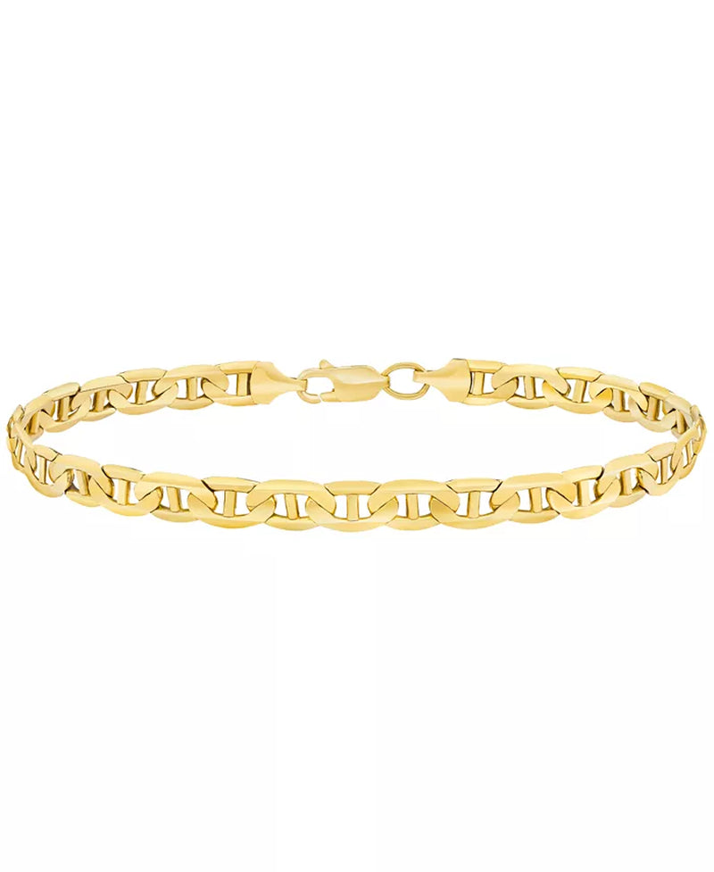 [10K, 5-5/8Mm] Gold Men's Solid Mariner Chain Bracelet