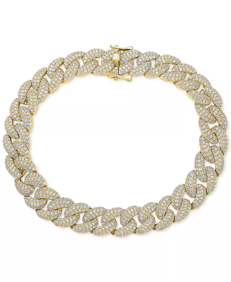 [10K, 10 Ct. T.W] Gold Diamond Cuban Link Bracelet