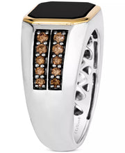 [14K, 1/2 Ct. T.W.] Gold Chocolatier® Onyx & Chocolate Diamonds in Sterling Silver Gold