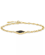 [1 Ct. T.W.] 14K Gold Onyx -White Topaz & [1/8 Ct. T.W.] Diamond  Clover Link Bracelet