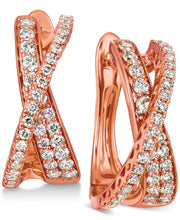 [14K, 1 Ct. T.W.] Rose Gold Nude Diamond Crisscross Drop Earrings