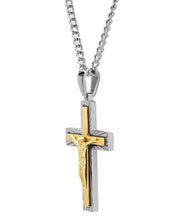 Men's Stainless Steel Silver-Tone 24" Crucifix Pendant Necklace