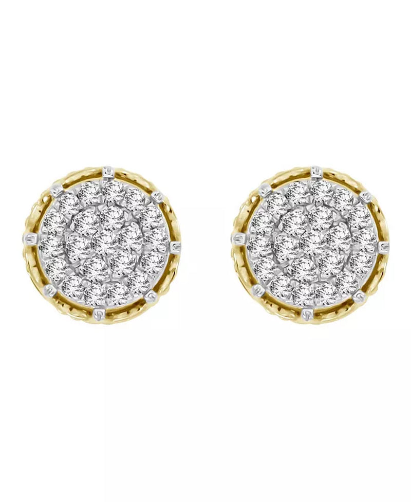 [10K, 1/4 Ct.T.W.] Yellow Gold Mens Diamond Earring Set