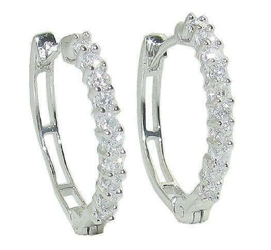 Hoop Earrings Natural round Diamond