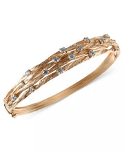 [14K] Yellow Gold D'Oro Diamond Textured Bangle 