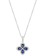 [14K] Sapphire (7/8 Ct. T.W.) & Diamond (1/5 Ct. T.W.) Flower Necklace