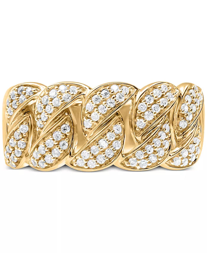 [10K, 1/2 Ct. T.W.] White Gold Men's Diamond Chain Link Ring