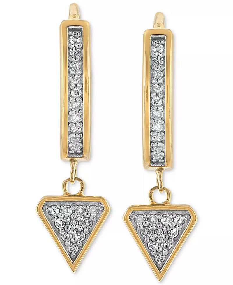 Diamond Triangle Dangle Huggie Hoop Earrings (1/3 Ct. T.W.) in 14K Gold-Plated Sterling Silver, Created for