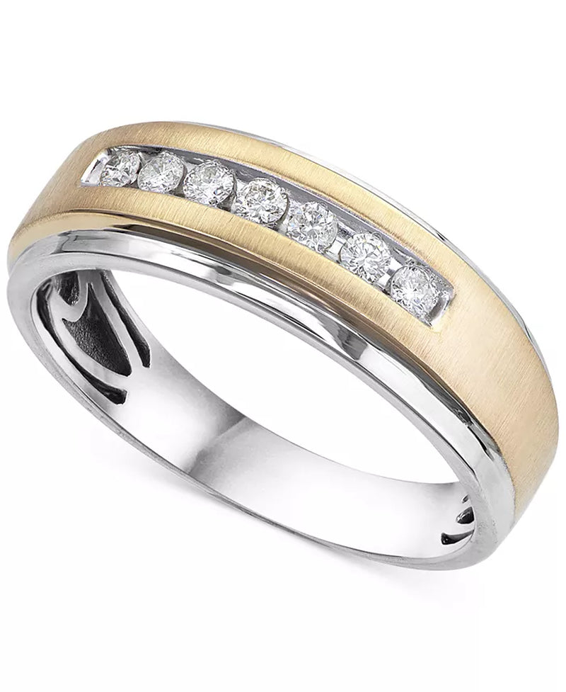 [10K, 1/4 Ct. T.W.] Gold Diamond 7-Stone Wedding Band