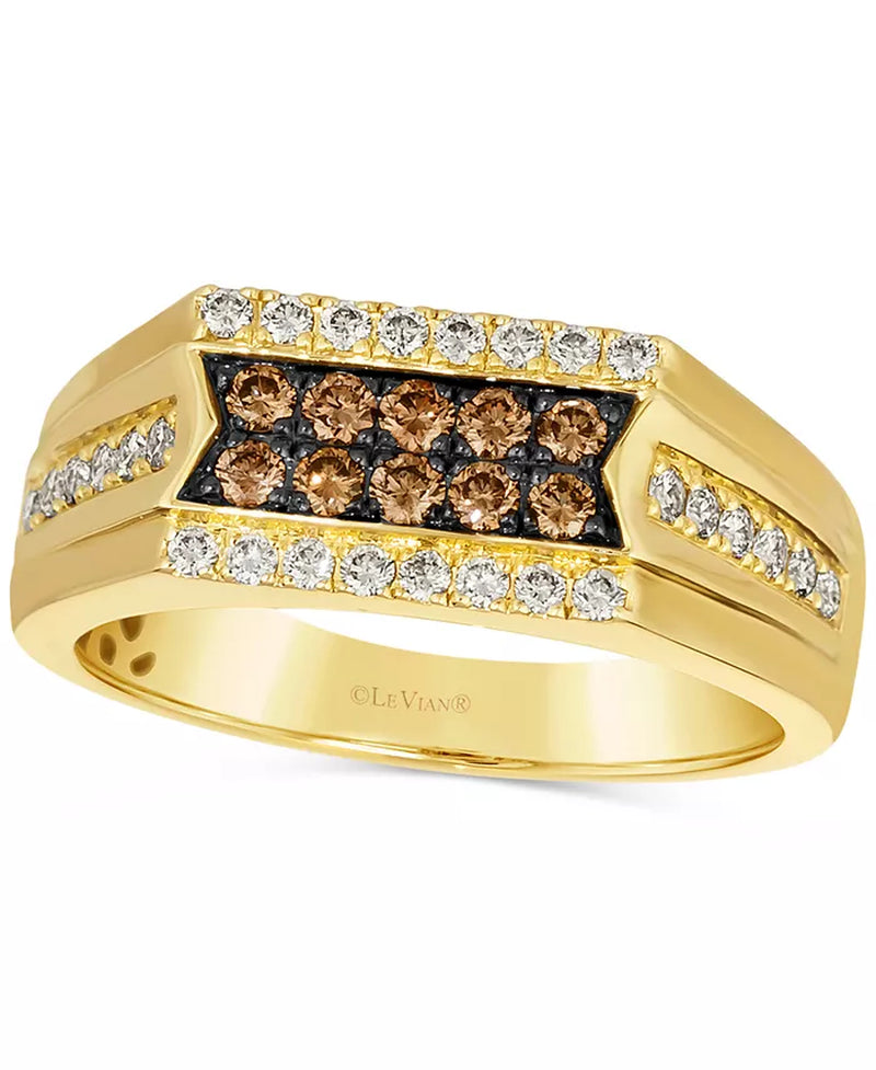 [14K] Gold Chocolate Diamond (1/3 Ct. T.W.) & Nude Diamond (3/8 Ct. T.W.) Cluster Ring