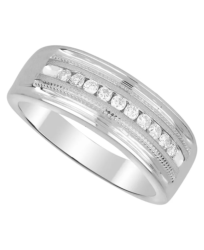 [1/2 Ct. T.W.] White or Yellow Gold Men's Diamond Band