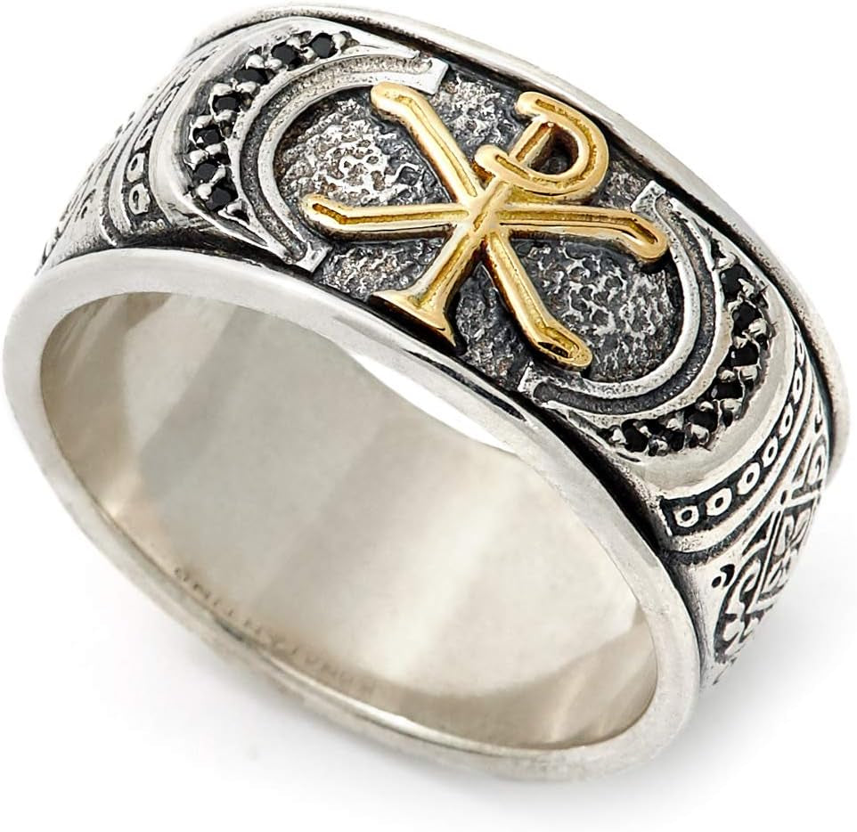 Men'S Savros Collection Sterling Silver and 18K Gold Spinel Ring