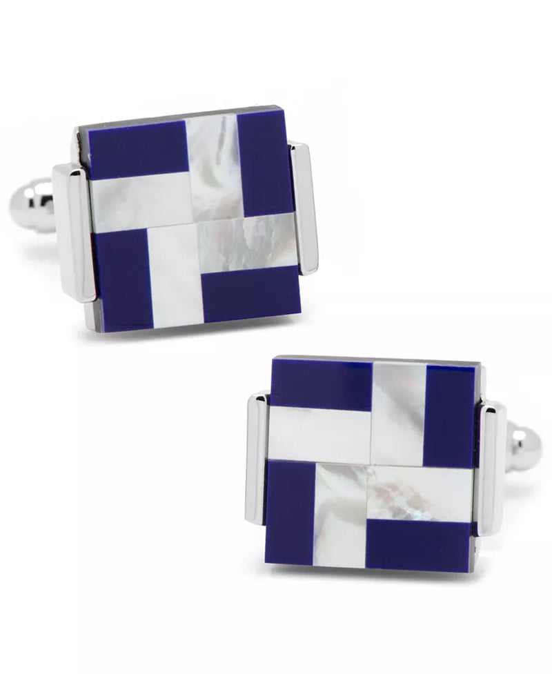 Mother of Pearl & Lapis Windmill Square Cufflinks