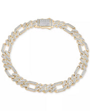 [10K, 1 Ct. T.W.] Gold Diamond Figaro Link Men's Bracelet