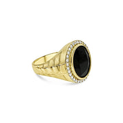 [10K] Yellow Gold Band & Black Oval Ring Band | Size10 Only