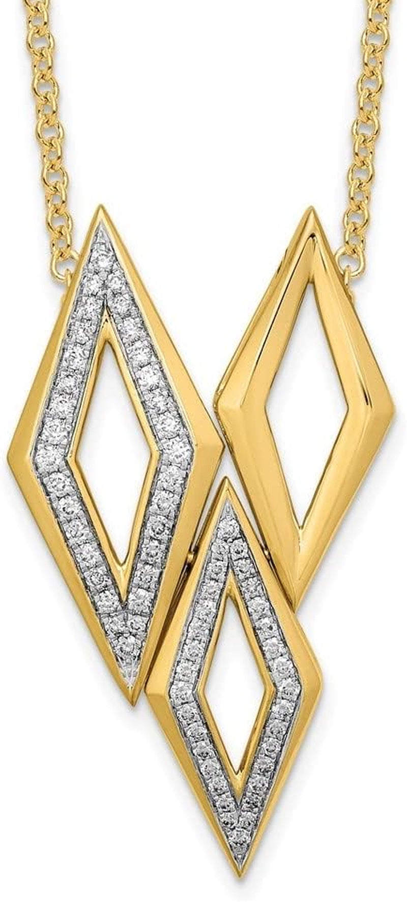 [14K, 0.32Ct] Yellow Gold Polished Fancy Diamond Necklace