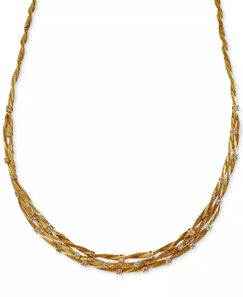 [14K, 1-5/8 Ct. T.W] Yellow Gold Diamond Embellished Necklace