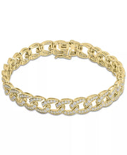 [10K, 6 Ct. T.W.] Gold Mens' Diamond Curb Link Bracelet