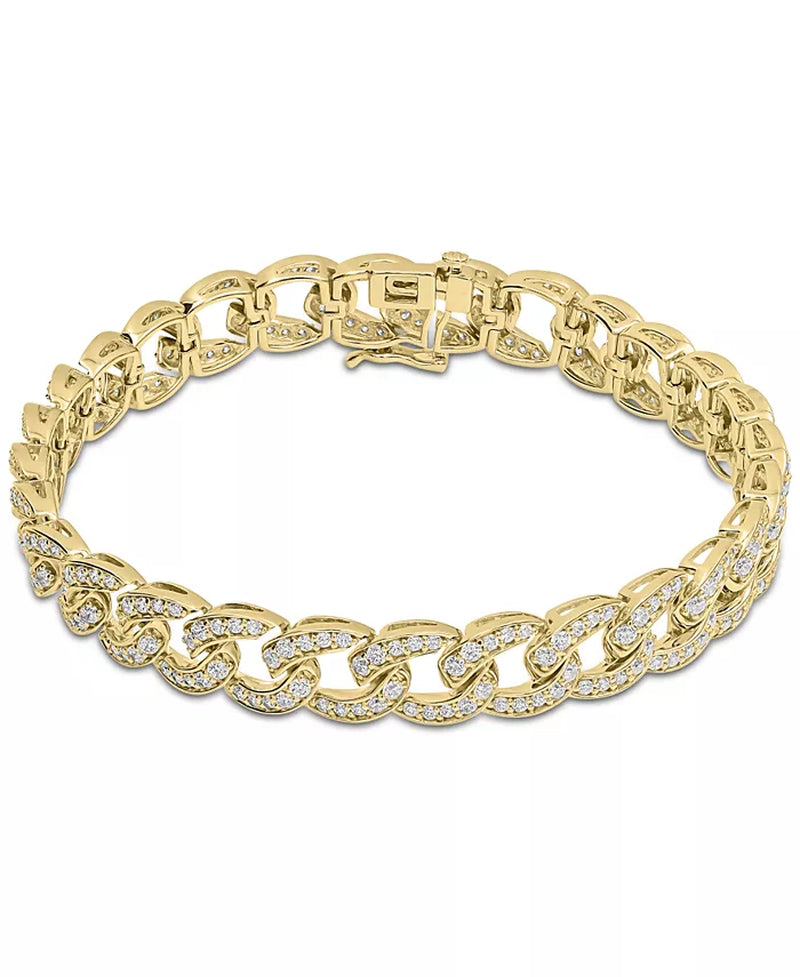 [10K, 6 Ct. T.W.] Gold Mens' Diamond Curb Link Bracelet