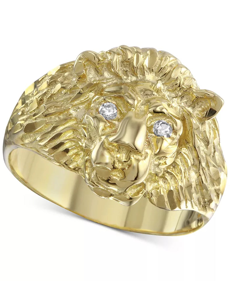 [10K] Gold Diamond Accent Lion Ring