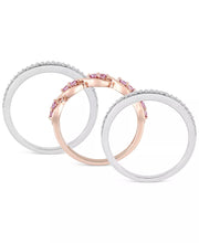 [14K] Rose & White Gold 3-Pc. Set Pink Sapphire (1/3 Ct. T.W.) & Diamond (1/4 Ct. T.W.) Bands