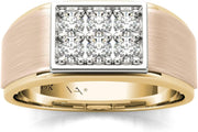 [14K, 1/2 Ctw] Gold Natural Diamonds Mens Wedding Band Ring