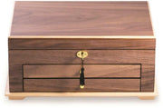 Walnut Lacquered Wood 3 Level Jewelry Box