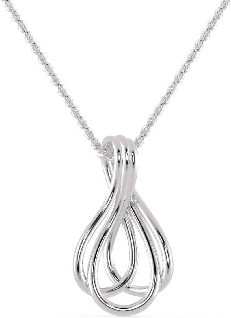 [14K, 18K, 0.11 Ct ] Twisted Style White/Yellow/Rose Gold With Natural Diamond Chain Pendant