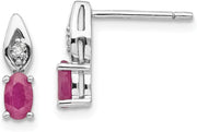 [14K] White Gold Ruby Diamond Earrings