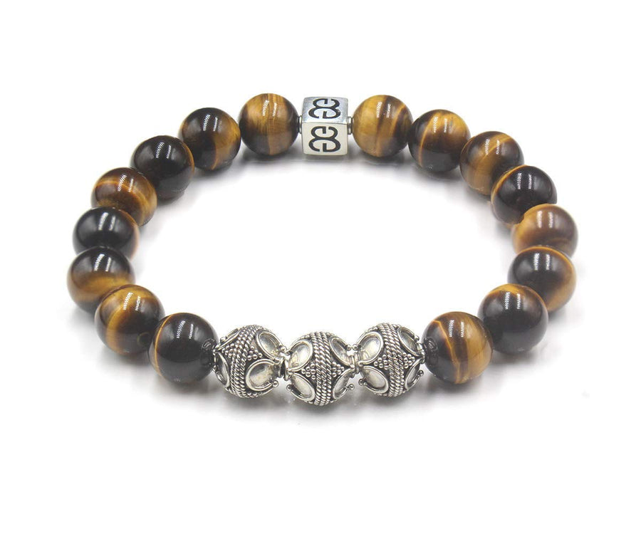 Men'S Tiger'S Eye Bracelet, Tiger'S Eye and Sterling Silver Bali Beads Bracelet, Men'S Designer Bracelet