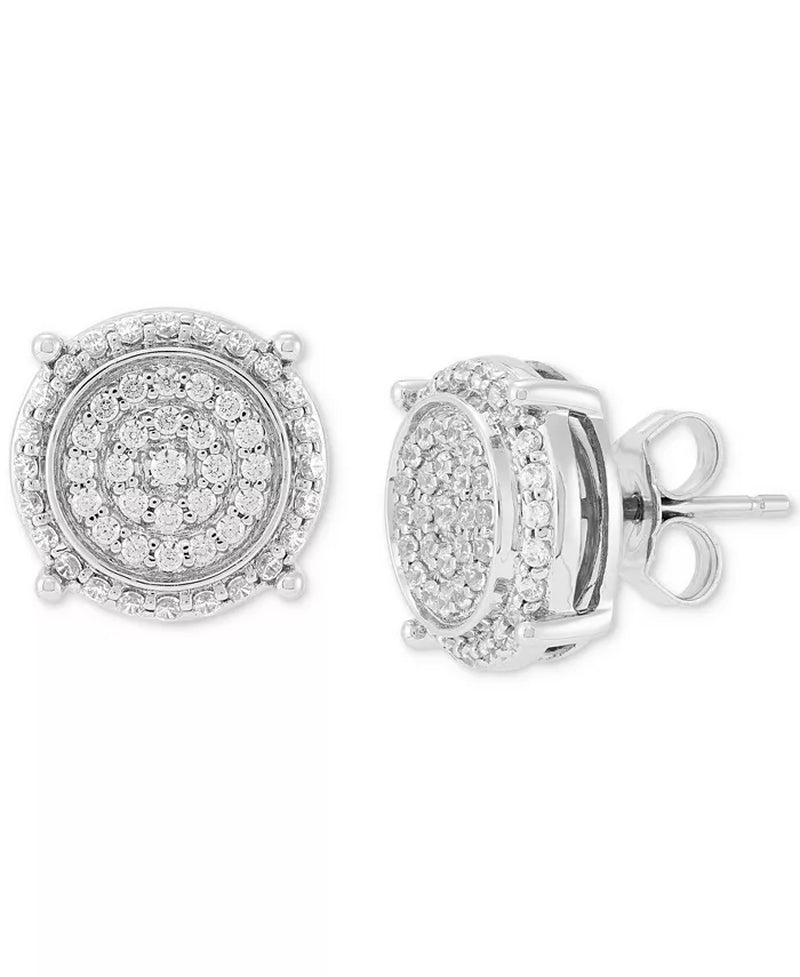 [10K, 1/2 Ct. T.W.] White Gold Men'S Lab Grown Diamond Cluster Stud Earrings