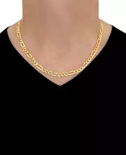 [14K , 6Mm] Solid Gold Figaro Link 22" Chain Necklace