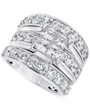 [14K, 4 Ct. T.W.] White Gold  Diamond Princess & round 3-Pc Bridal Set