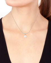 [14K, 1/6 Ct. T.W.] Rose Gold Cultured Akoya Pearl (6Mm) & Diamond Collar Necklace