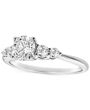 [14K, 1 Ct. T.W.] White Gold Diamond Five Stone Graduated Engagement Ring