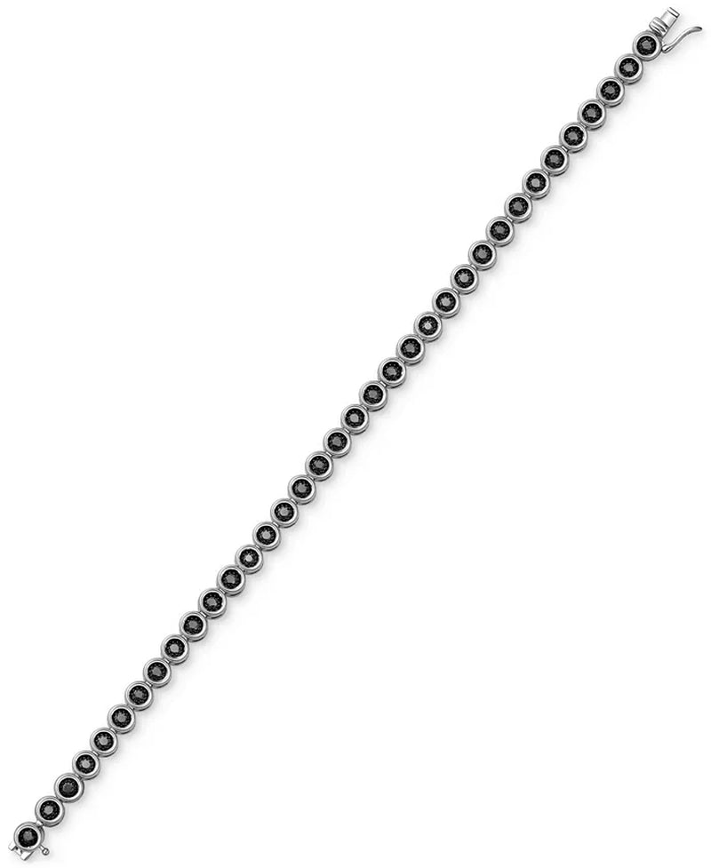 [3-1/2 Ct. T.W.] Sterling Silver Mens Black Diamond Tennis Bracelet