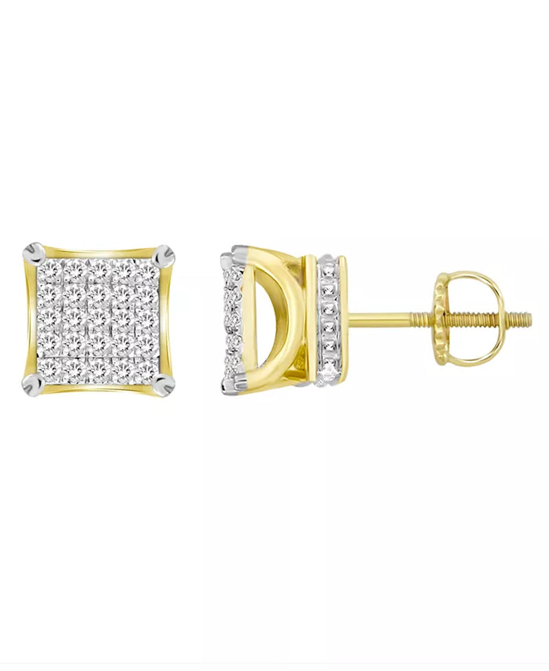 [10K, 1/6 Ct. T.W.] Men's Yellow Gold Diamond Earrings