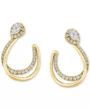 [14K, 3/4 Ct. T.W.] Gold EFFY® Diamond Pear & Double Round Hoop Earrings