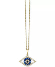 [14K, 1/4 Ct. T.W.] Gold & Sapphire Black and White Diamond Evil Eye Pendant