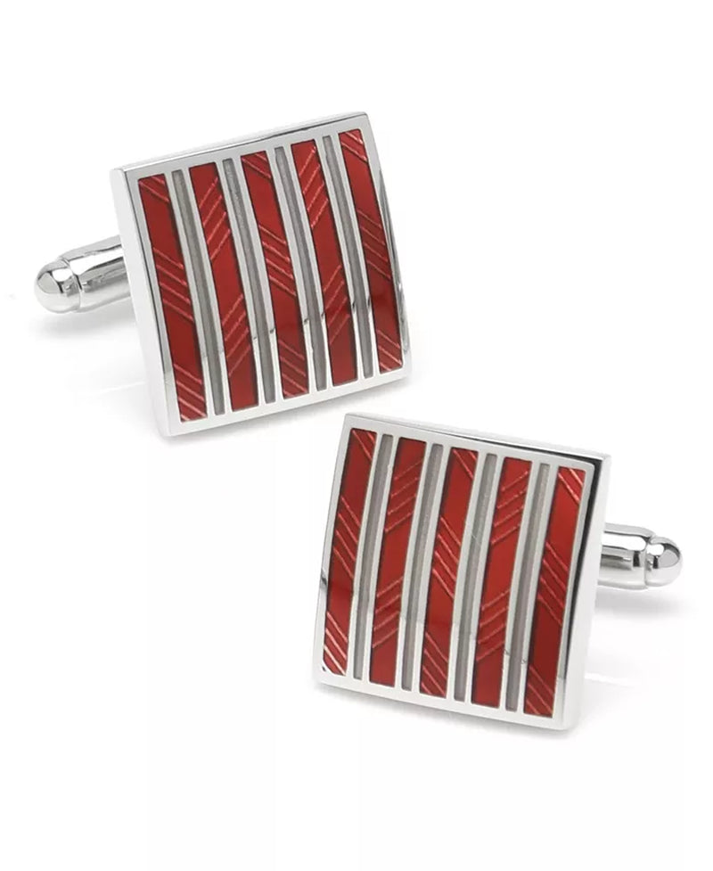 Elite Red Striped Square Cufflinks