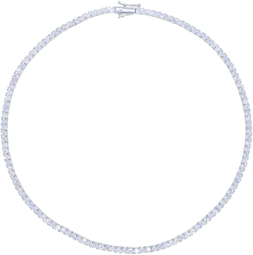 [18K] White Gold Moissanite Diamond Tennis Necklace Chain