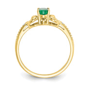 10K Emerald Diamond Ring