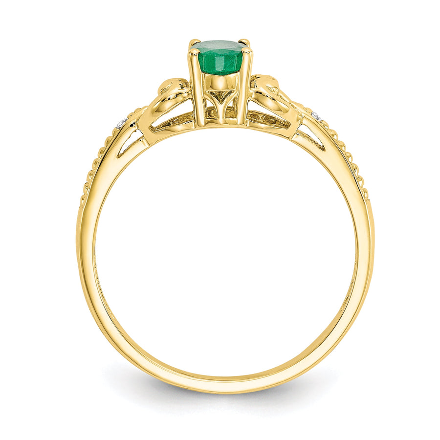 10K Emerald Diamond Ring