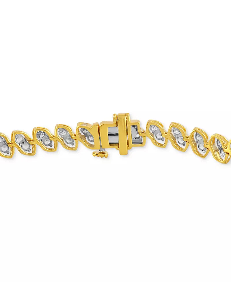 [2 Ct. T.W.] 10K Gold Two-Stone Diamond Link Bracelet