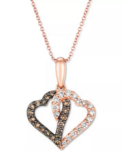 [14K, 1/5 Ct. T.W.] Yello White Chocolate Diamond & Nude Diamond Interlocking Heart Pendant Necklace